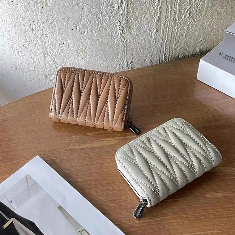 Porte Monaie matelassé en cuir veritable