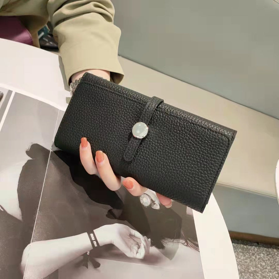 Portefeuille long en cuir pleine fleur