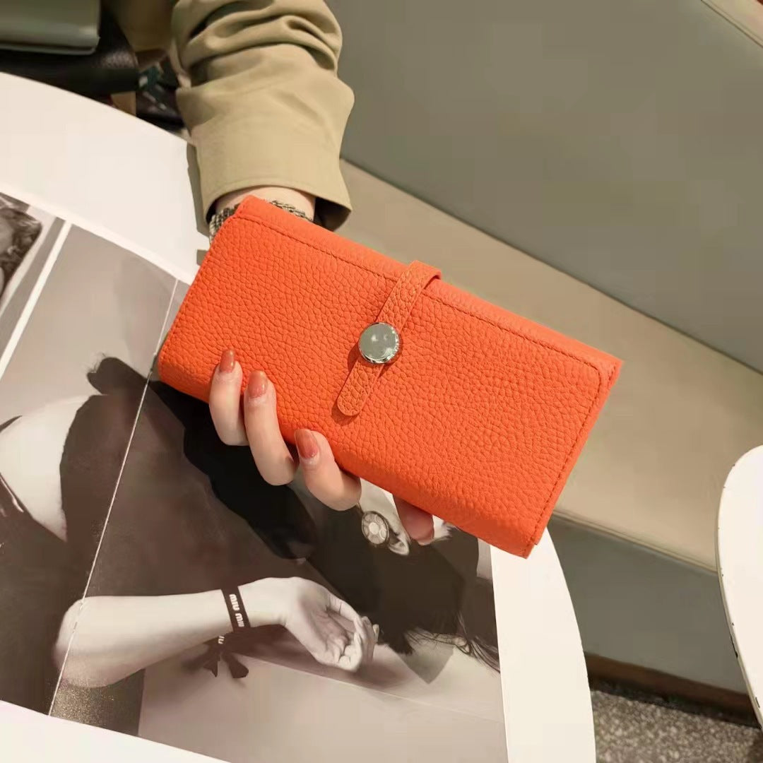 Portefeuille long en cuir pleine fleur