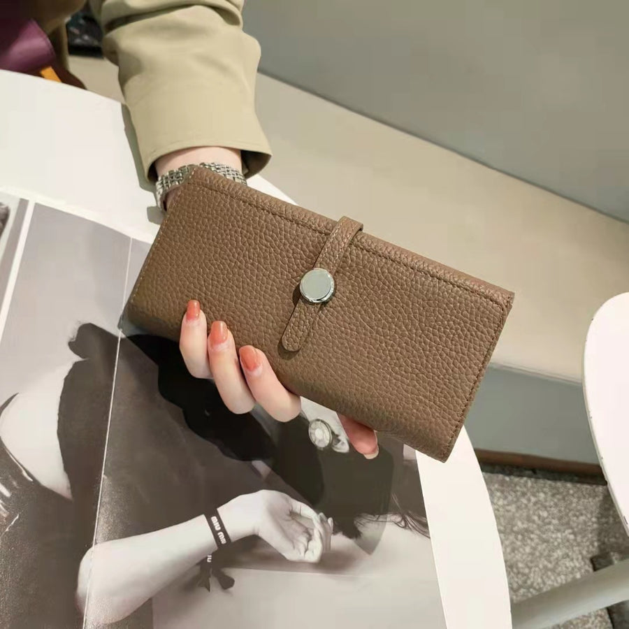 Portefeuille long en cuir pleine fleur