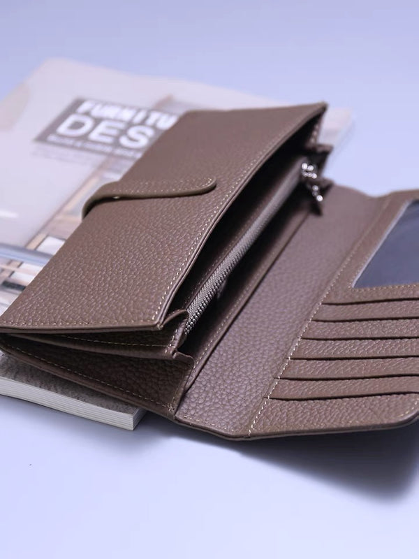 Portefeuille long en cuir pleine fleur