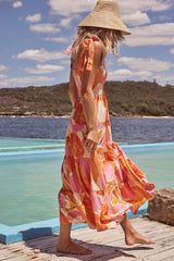Robe camisole à corsage smocké et bretelles à nœuds