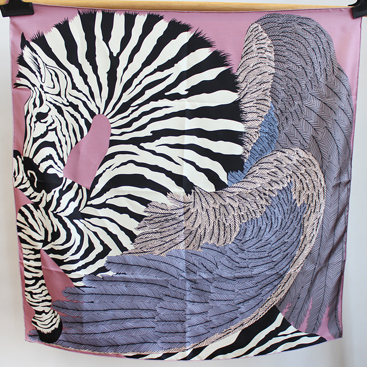 Foulard carré Zebra Print en 100% soie