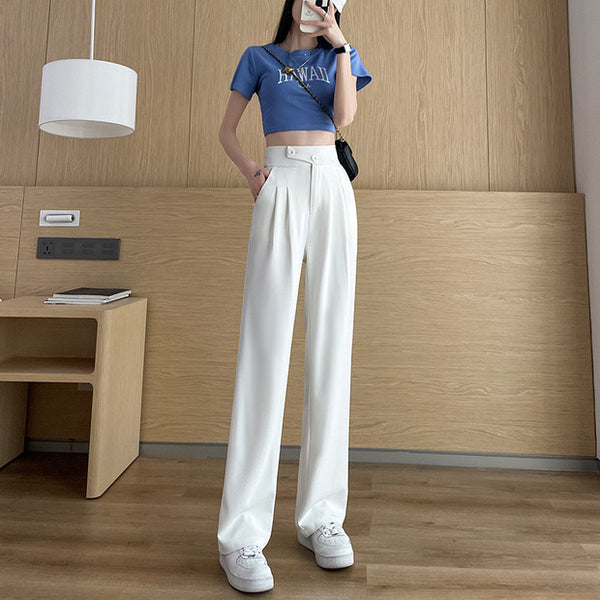 Pantalon large et décontracté boutonné