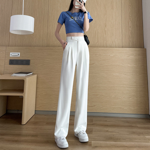 Pantalon large et décontracté boutonné
