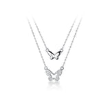 Collier papillon double couche en argent 925