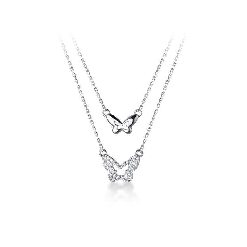 Collier papillon double couche en argent 925