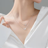 Collier papillon double couche en argent 925