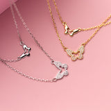 Collier papillon double couche en argent 925