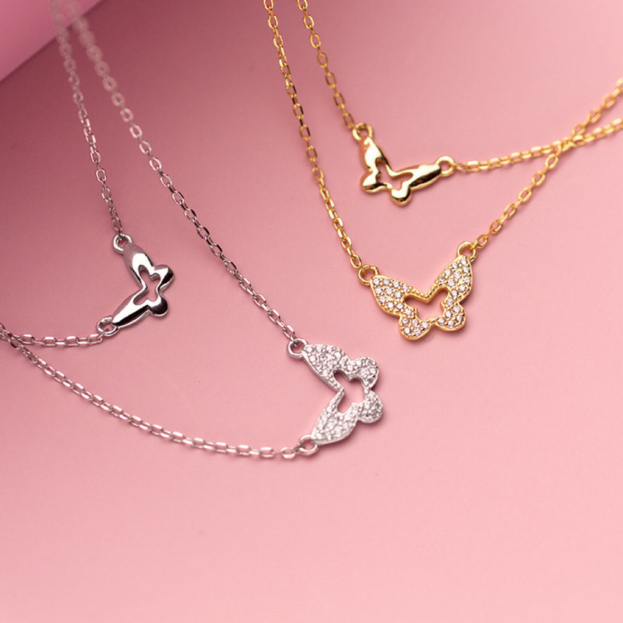 Collier papillon double couche en argent 925