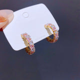 Ensemble de 4 paires de clous et créoles serties de zircons super brillants
