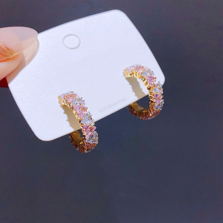 Ensemble de 4 paires de clous et créoles serties de zircons super brillants