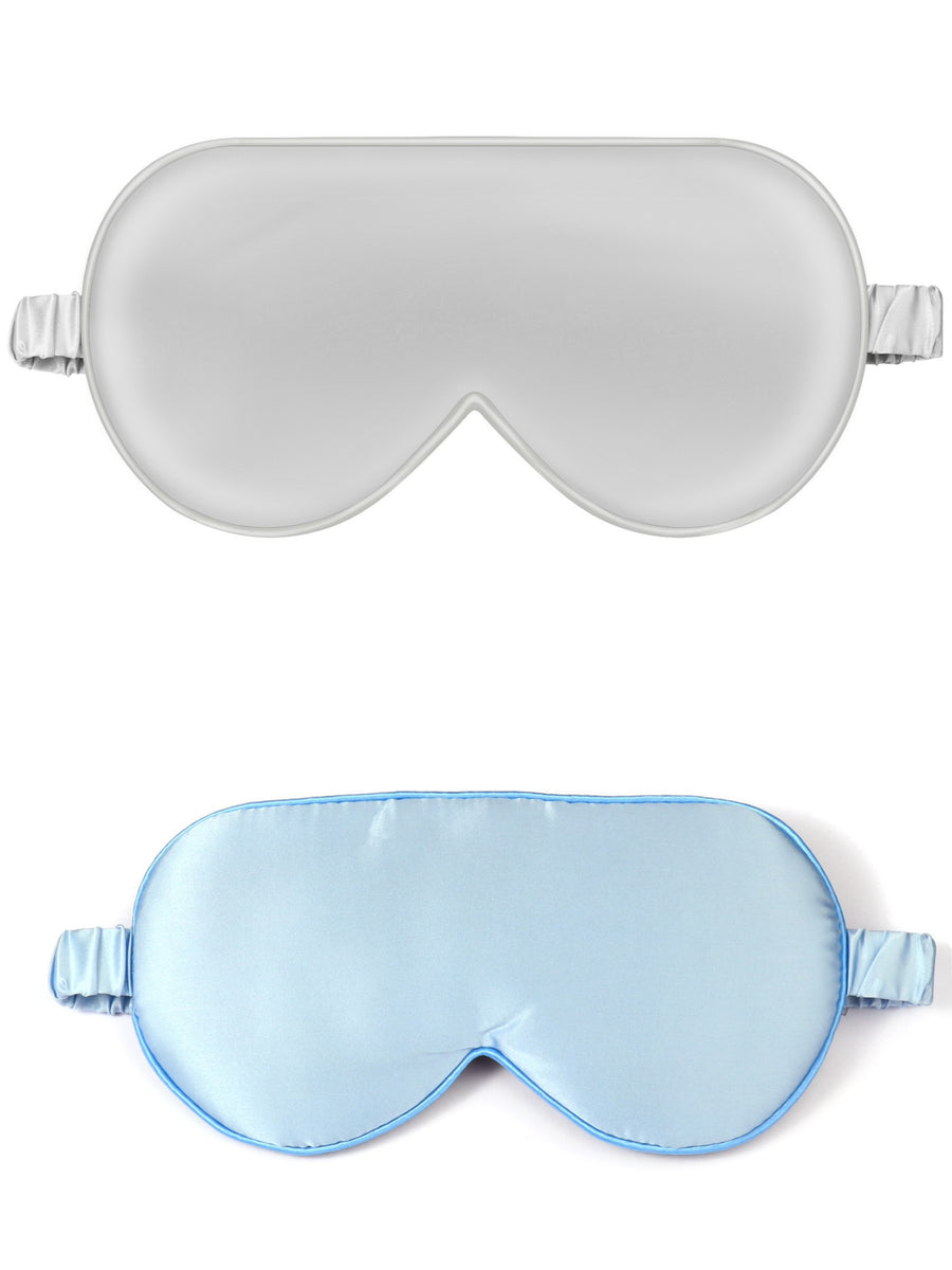 Ensemble de 2 patchs pour les yeux en soie 100 %,  ( Bleu & Gris )