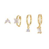 Ensemble de 8 paires de boucles d'oreilles en zircon transparent