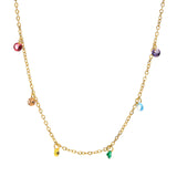 Ensemble collier et bracelet de cheville en acier inoxydable avec zircons arc-en-ciel