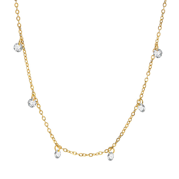 Ensemble collier et bracelet de cheville en acier inoxydable avec zircons clairs