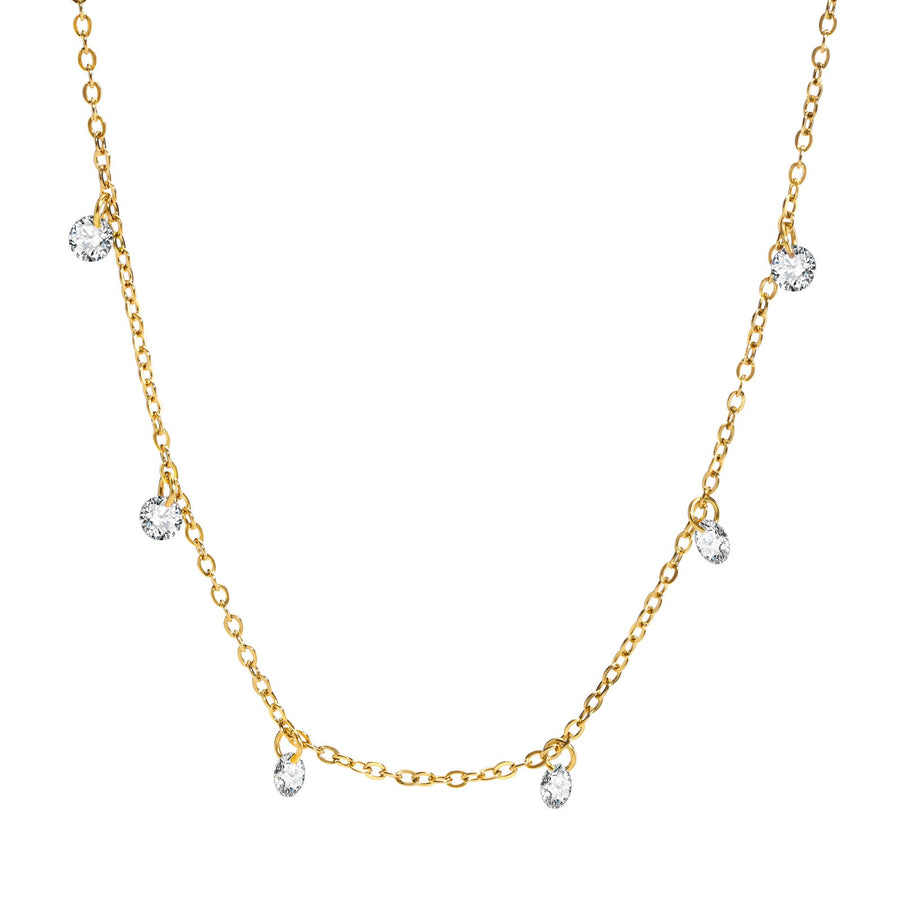 Ensemble collier et bracelet de cheville en acier inoxydable avec zircons clairs