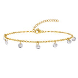 Ensemble collier et bracelet de cheville en acier inoxydable avec zircons clairs