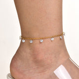 Ensemble collier et bracelet de cheville en acier inoxydable avec zircons clairs