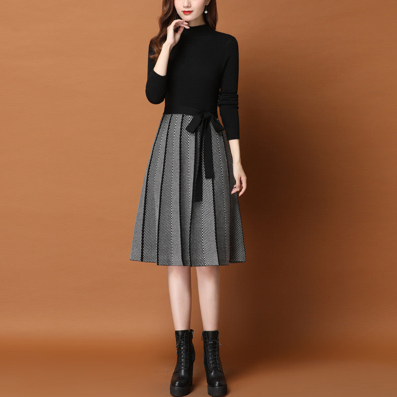 Robe en tricot au motif chevron