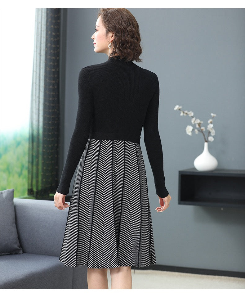 Robe en tricot au motif chevron