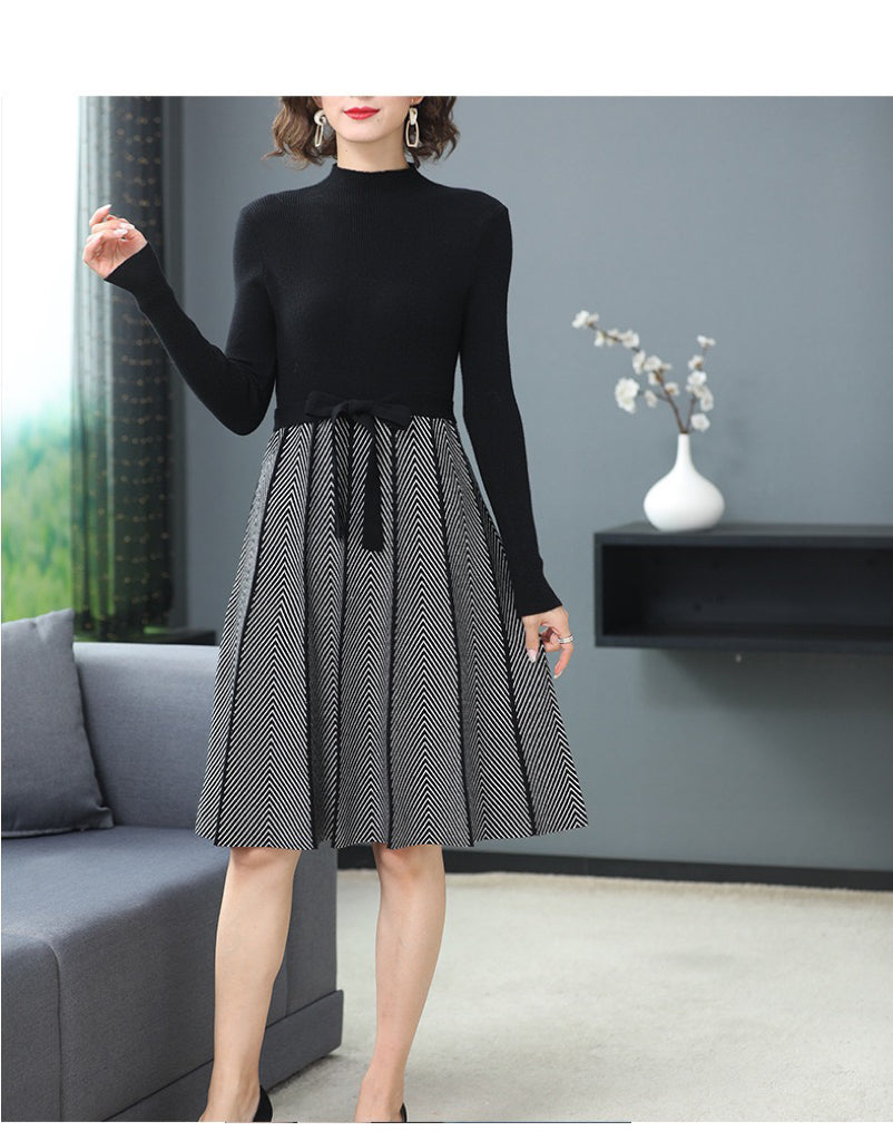 Robe en tricot au motif chevron