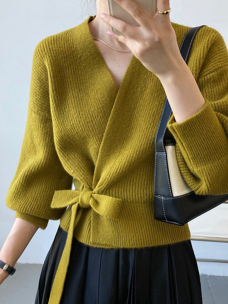 Haut en tricot à encolure en V