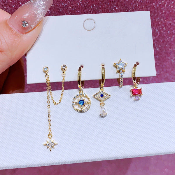 Ensemble de 5 paires de boucles d'oreilles Stars & Evil Eye