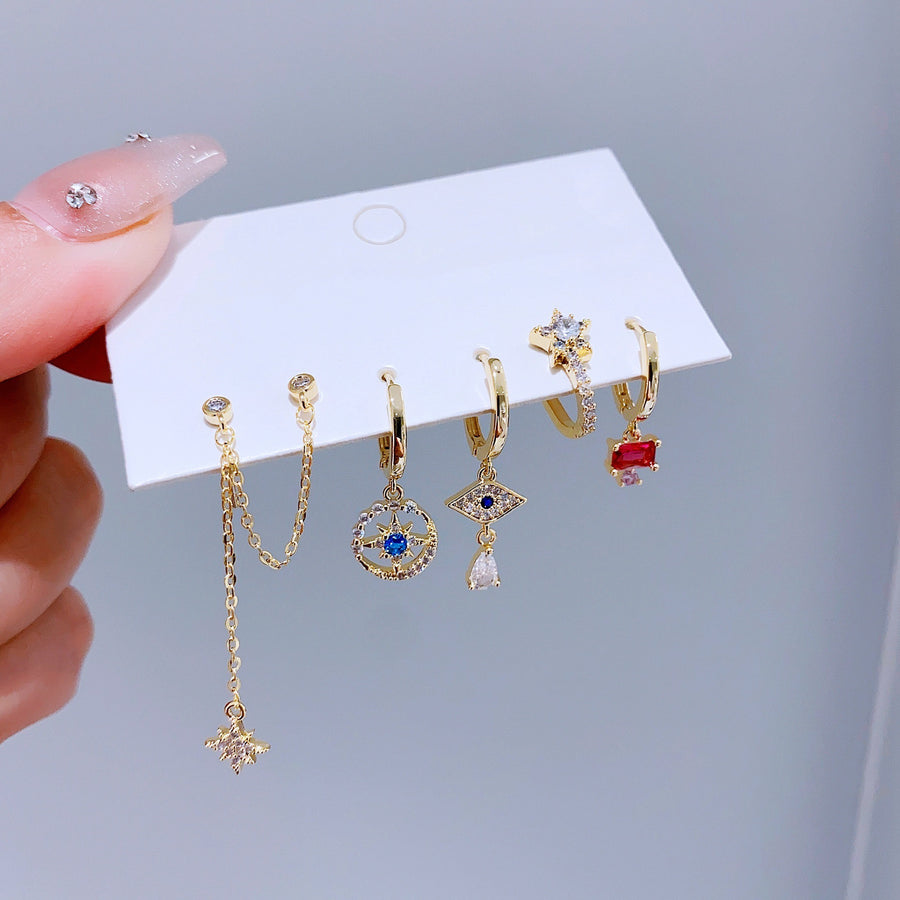 Ensemble de 5 paires de boucles d'oreilles Stars & Evil Eye