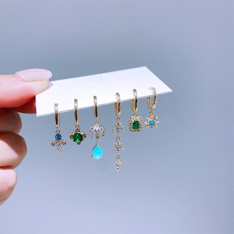 Ensemble de 6 paires de boucles d'oreilles pendantes style chandelier
