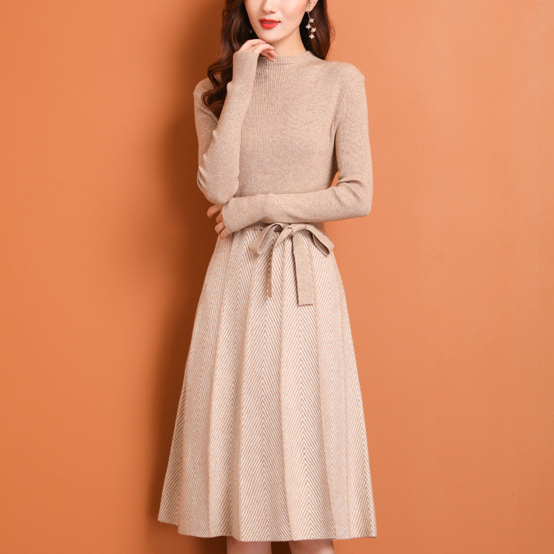 Robe en tricot au motif chevron