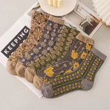 Chaussettes à Fleurs Brodées Vintage ( 5 paires )