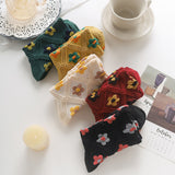 Chaussettes Brodées Fleur rose Vintage ( 5 paires )