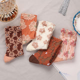 Chaussettes Brodées Fleur rose Vintage ( 5 paires )