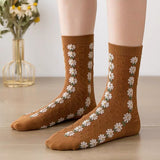 Chaussettes Brodées Fleur rose Vintage ( 5 paires )
