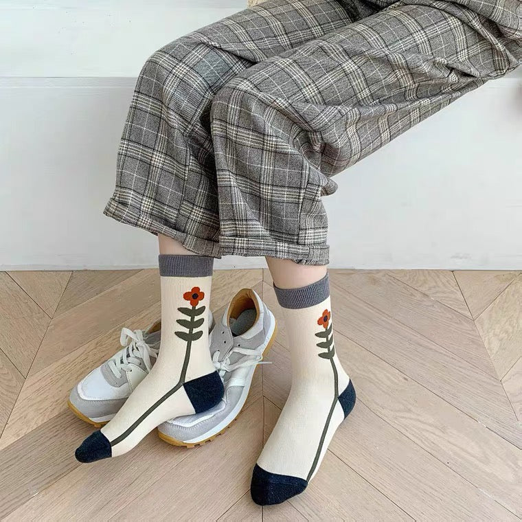 Chaussettes Brodées Vintage ( 5 paires )