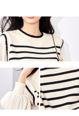 Sweater a rayures manches en chiffon
