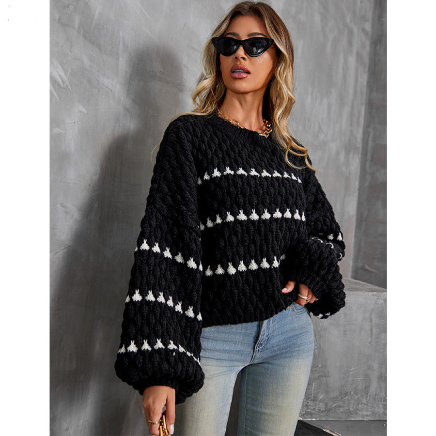 Pull en tricot texturé avec épaules descendantes