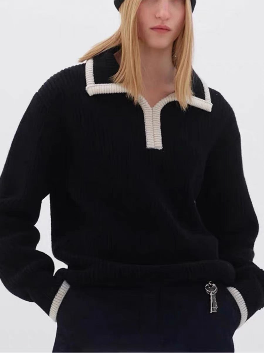 Pull à col polo et à côtes