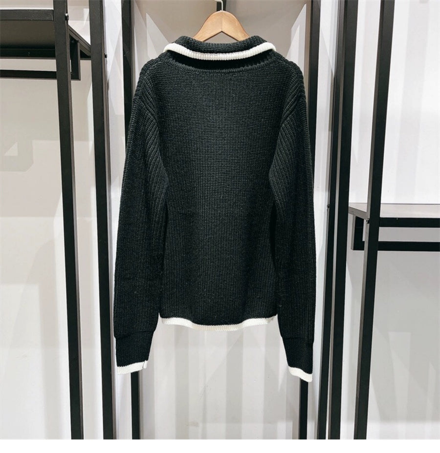 Pull à col polo et à côtes