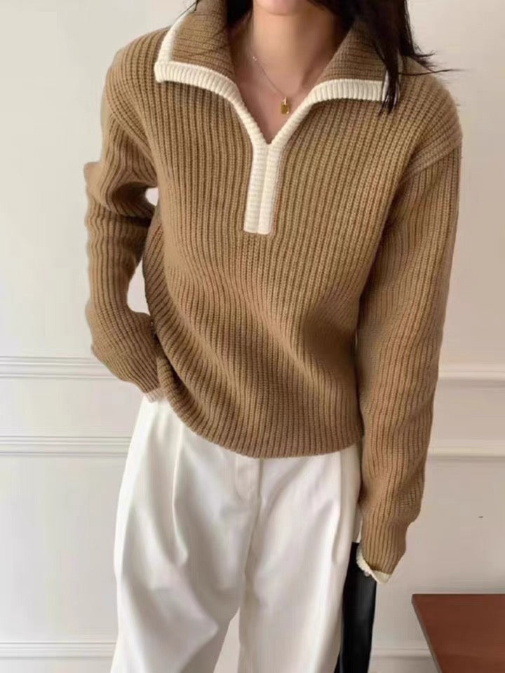 Pull à col polo et à côtes