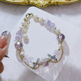 Bracelet en cristal tchèque et perles d'eau douce.