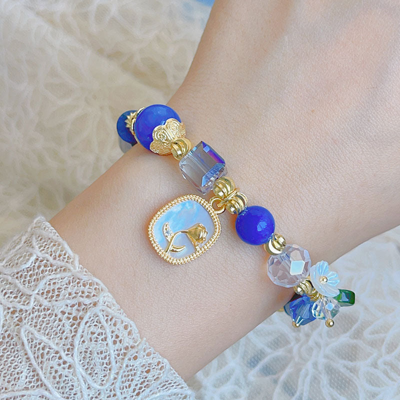 Bracelet en agate bleu royal