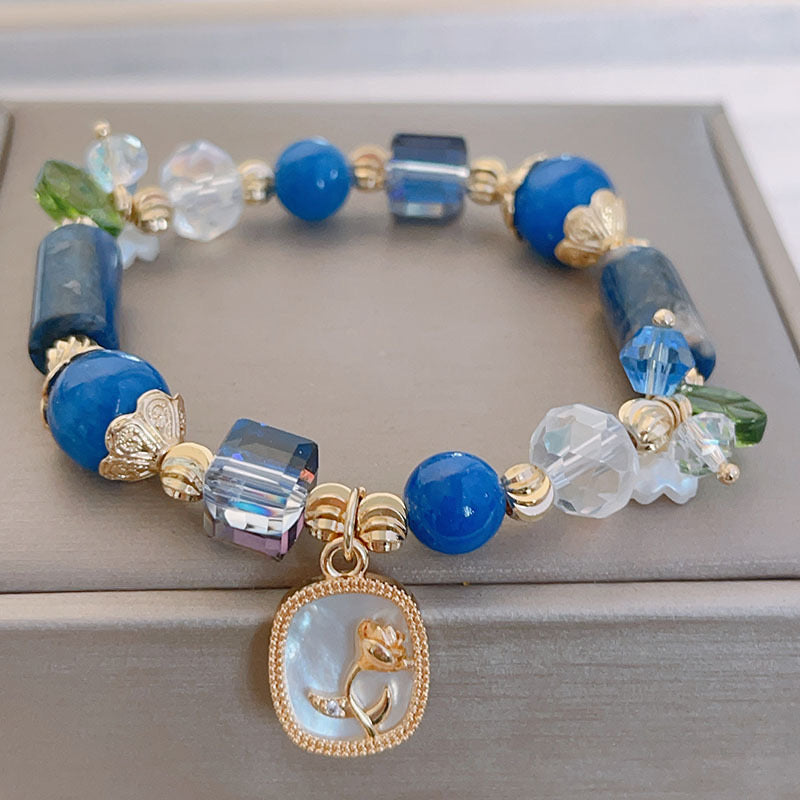 Bracelet en agate bleu royal
