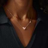 Collier en argent 925, Coeur rose