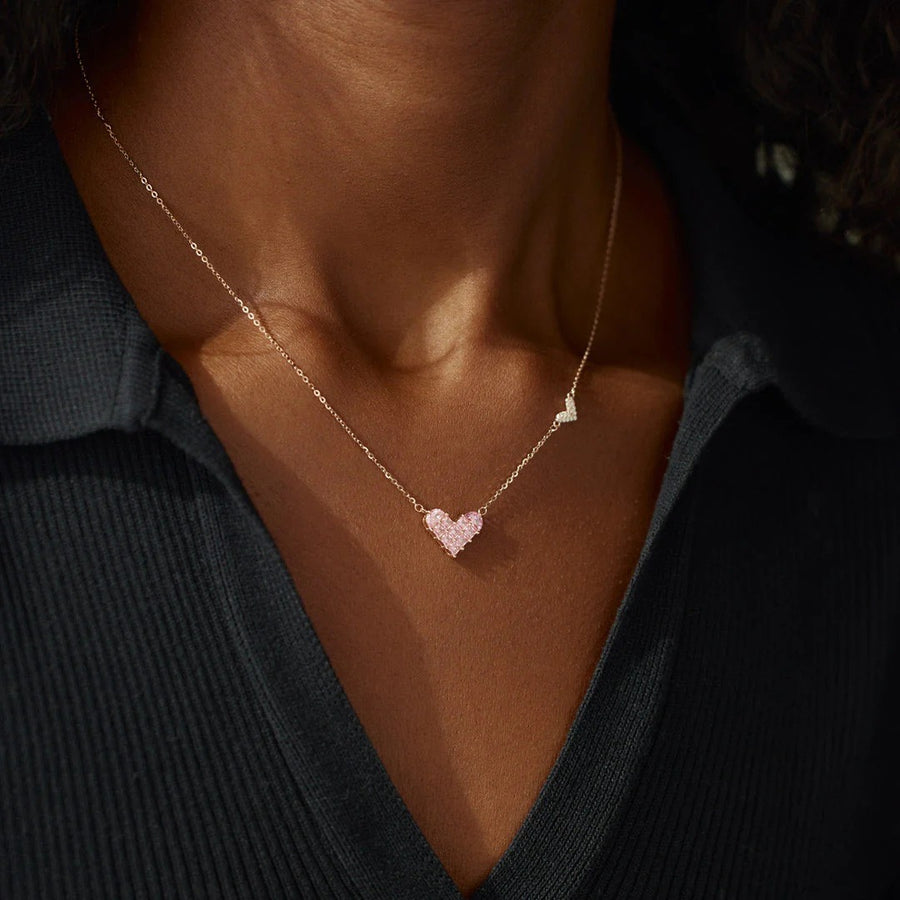 Collier en argent 925, Coeur rose