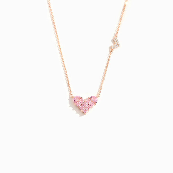 Collier en argent 925, Coeur rose
