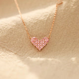 Collier en argent 925, Coeur rose