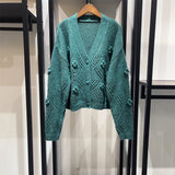 Cardigan en Crochet avec Pompons