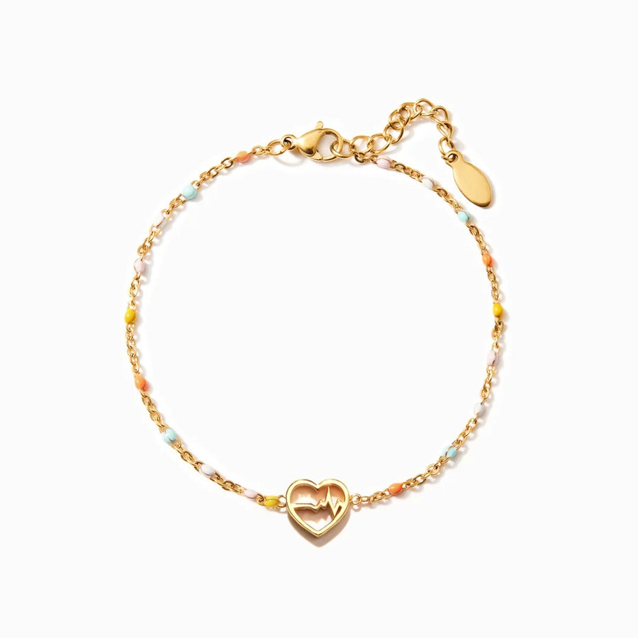Bracelet de Tennis Chaîne Arc-en-ciel en Argent 925 avec Cœurs Roses